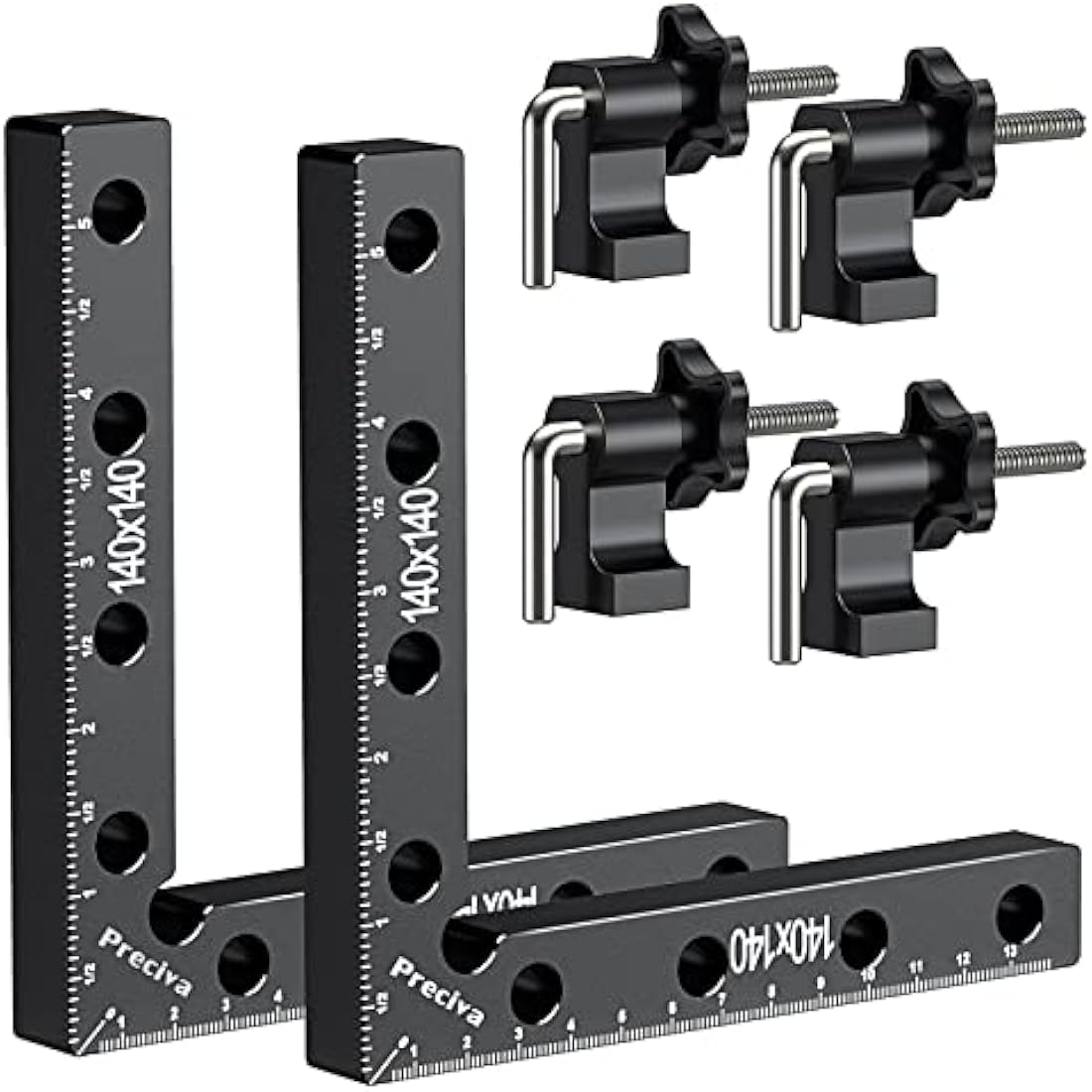 Preciva 90 Degree Right Angle Positioning Square Clamp, Aluminum Alloy Right Angle Clamp,Professional Woodworking Tools Woodworking Block for Picture Frames Cabinet Drawers - 2 Sets （14cm/5.5"