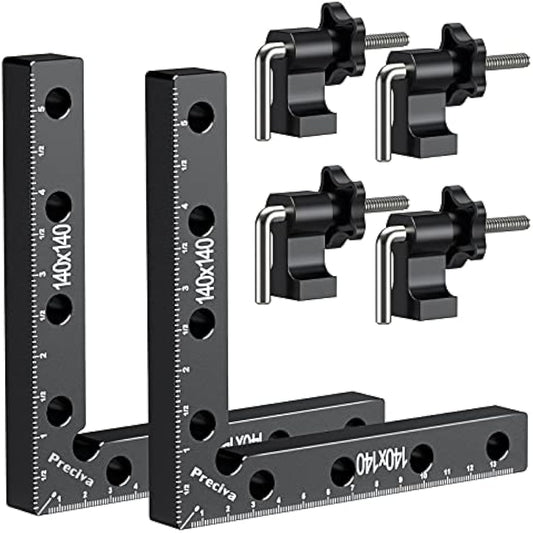 Preciva 90 Degree Right Angle Positioning Square Clamp, Aluminum Alloy Right Angle Clamp,Professional Woodworking Tools Woodworking Block for Picture Frames Cabinet Drawers - 2 Sets （14cm/5.5"
