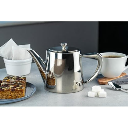 Café Olé DW-048 Derwent Teapot, Stainless Steel, 48oz (1.3 Litres), 4-5 Cup, Mirror Polished