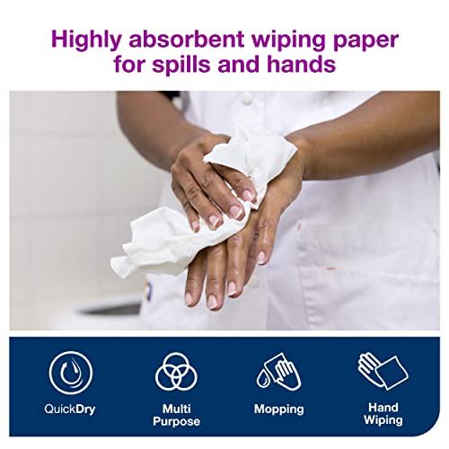 Tork 130043 Wiping Paper Plus / 2 Ply Absorbent Multipurpose Paper Sheets Suitable for Tork W4 Top Pak System / White / 38.5cm x 10.8cm / 200 Sheets