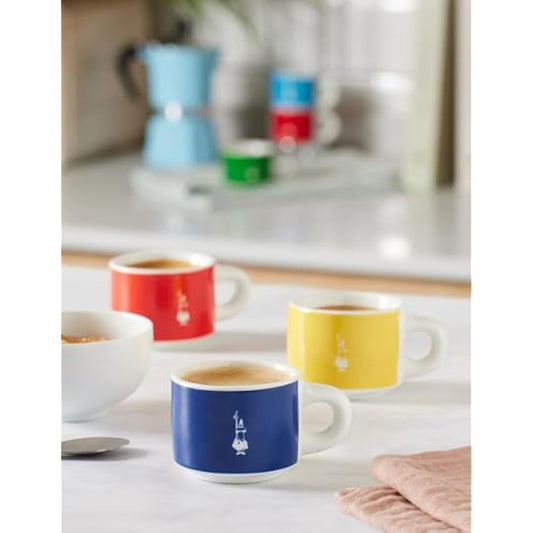 Bialetti TAZZ110 Six Stackable Cups, Multicoloured, Porcelain
