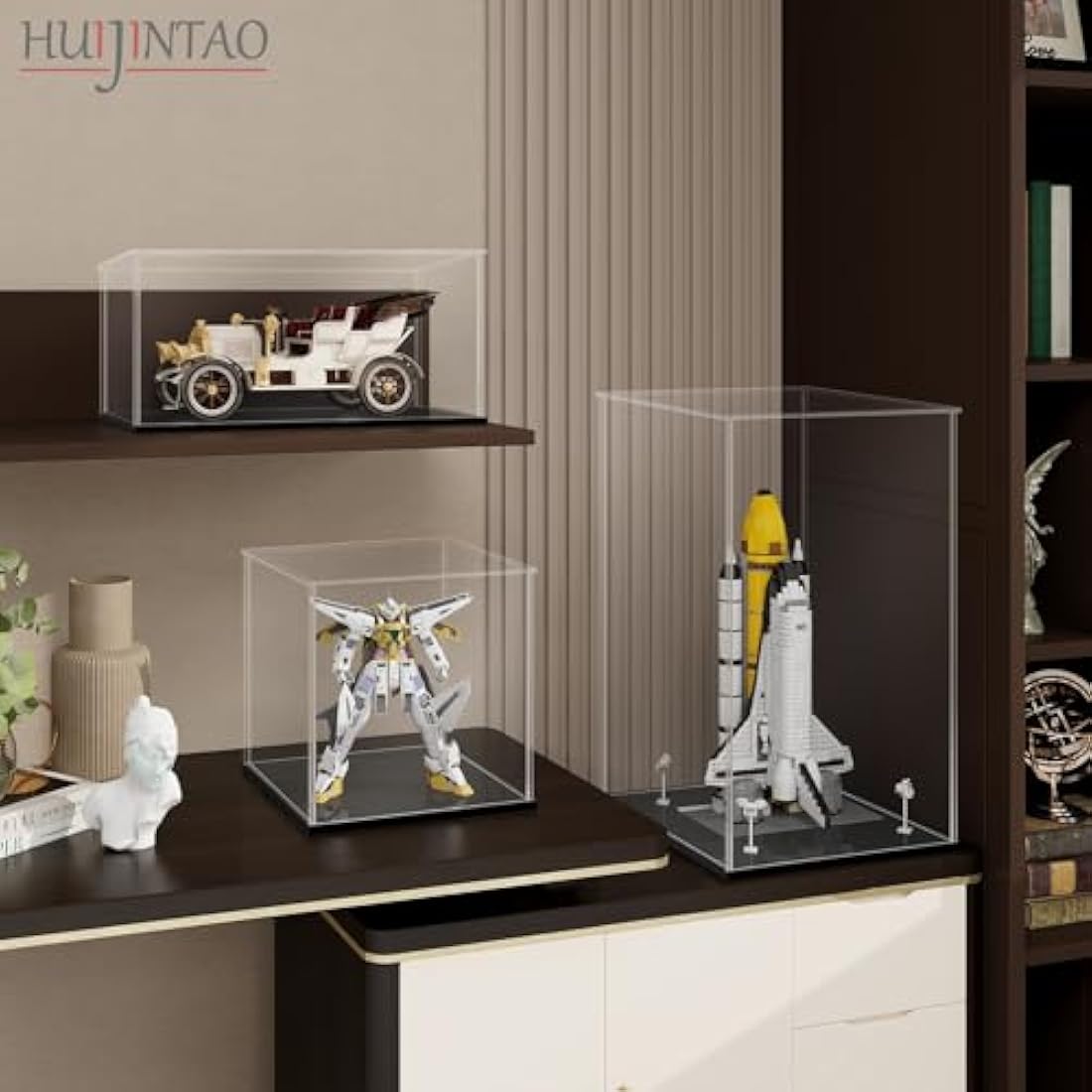 HUIJINTAO Clear Acrylic Display Case Countertop Box Cube Organizer Stand Dustproof Protection Showcase for Action Figures/Toys/Collectibles(11x11x11inch;28x28x28cm)