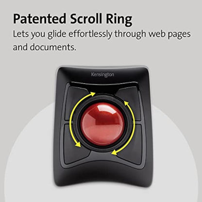 Kensington Expert Mouse - Wireless Ergonomic TrackBall Mouse for PC, Mac and Windows with Ambidextrous Design, Optical Tracking, Scroll Ring & 55 mm Ball – Red (K72359WW)