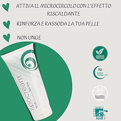 Nuvo' - Snail Mucin, Lipocream 200ml, Organic Certified, Anti-Cellulite Cream, Hot Effect, Firming and Smoothing Action, Enriched with Caffeine, Almond and Rosehip Oil, Made in Italy