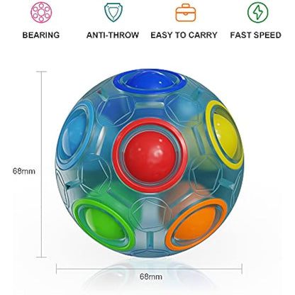 ROXENDA Magic Rainbow Ball with 12 Holes, Puzzle Ball Skill Game - Brain Teaser & Fidget Ball for Kids from 6 Years - 4 Pack(Green&blue&pink&white)