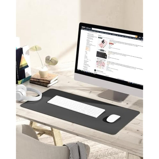 YSAGi Non-Slip Desk Pad, Waterproof PVC Leather Desk Table Protector, Ultra Thin Large Mouse Pad, Easy Clean Laptop Desk Writing Mat for Office Work/Home/Decor (80 x 40 cm, Dark Gray)