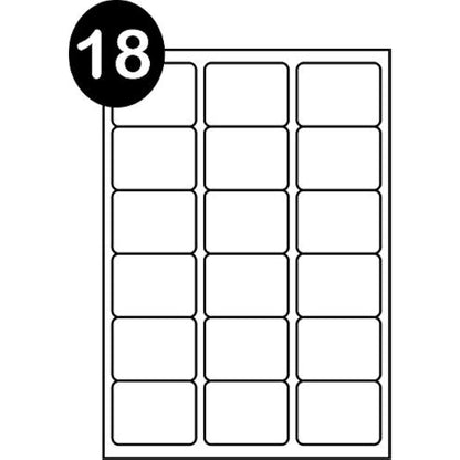 SmithPackaging A4 Self Adhesive Address Labels, 18 Labels Per Sheet, 100 Sheets, 63.5 x 46.6mm 1800 Labels