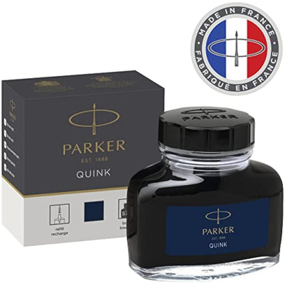 Parker Fountain Pen Ink Bottle | Blue-Black QUINK Ink | 57 ml Fountain Pen Refill