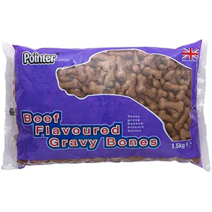 Pointer - Beef Flavoured Gravy Bones, Beefy Dog Treats, Tasty Gravy Dog Bones, 1.5kg