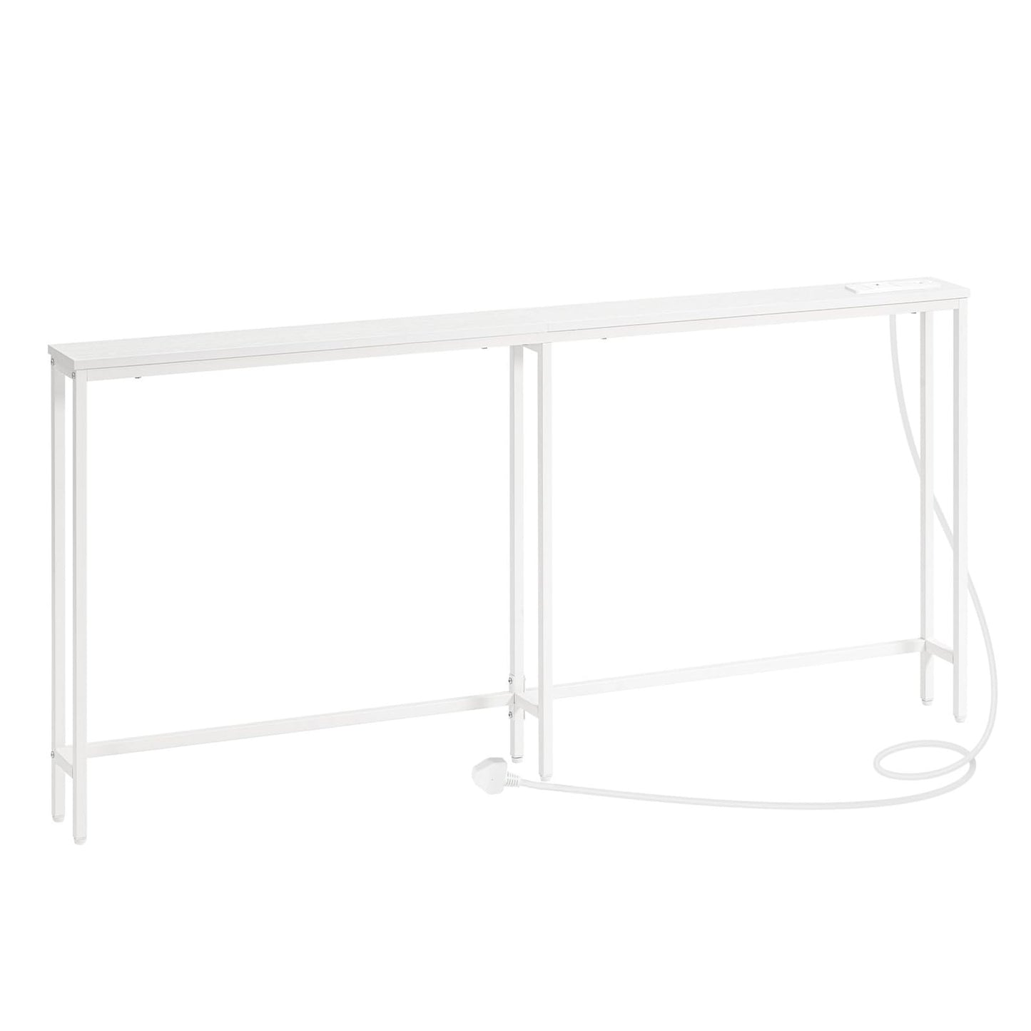 HOOBRO Narrow Console Table with Charging Station, 160 cm Behind Sofa Couch Table, Long Hallway Table, Slim Console Table for Hallway, Entryway