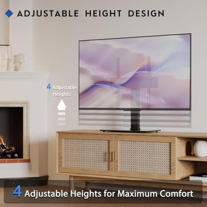 BONTEC Universal TV Stand for 24–60 Inch LCD LED OLED Plasma TVs, Height Adjustable Table Top Pedestal with Bracket, 8mm Tempered Glass Base, 45kg Load, Max VESA 400x400mm, Cable Management