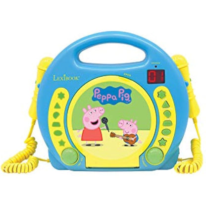 Lexibook, Peppa Pig, Portable CD player with Microphones, Music Player, Repeat and Programming, Karaoke, Headphones jack, Blue/yellow, RCDK100PP