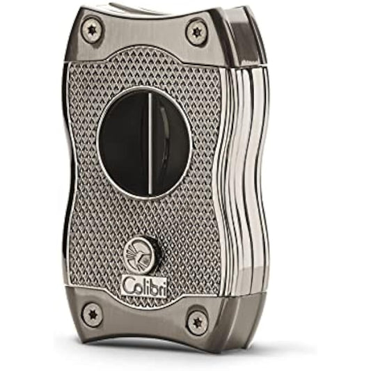 Colibri SV-Cut Cigar Cutter| Black/Chrome/Gunmetal/Rose Gold |Spring Loaded Release | Deep 7mm V Cut and up-to 3mm Straight Cut | Up-to 68 Ring Gauge Cigars | Ergonomic Design (Gunmetal)