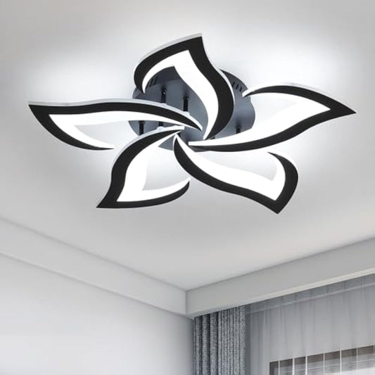 Riserva Mordern LED Ceiling Light, 60W 6500LM LED Ceiling Lights Cool White 6500K, Creative Petals Design, Acrylic Chandelier for Living Room Bedroom Dining Room