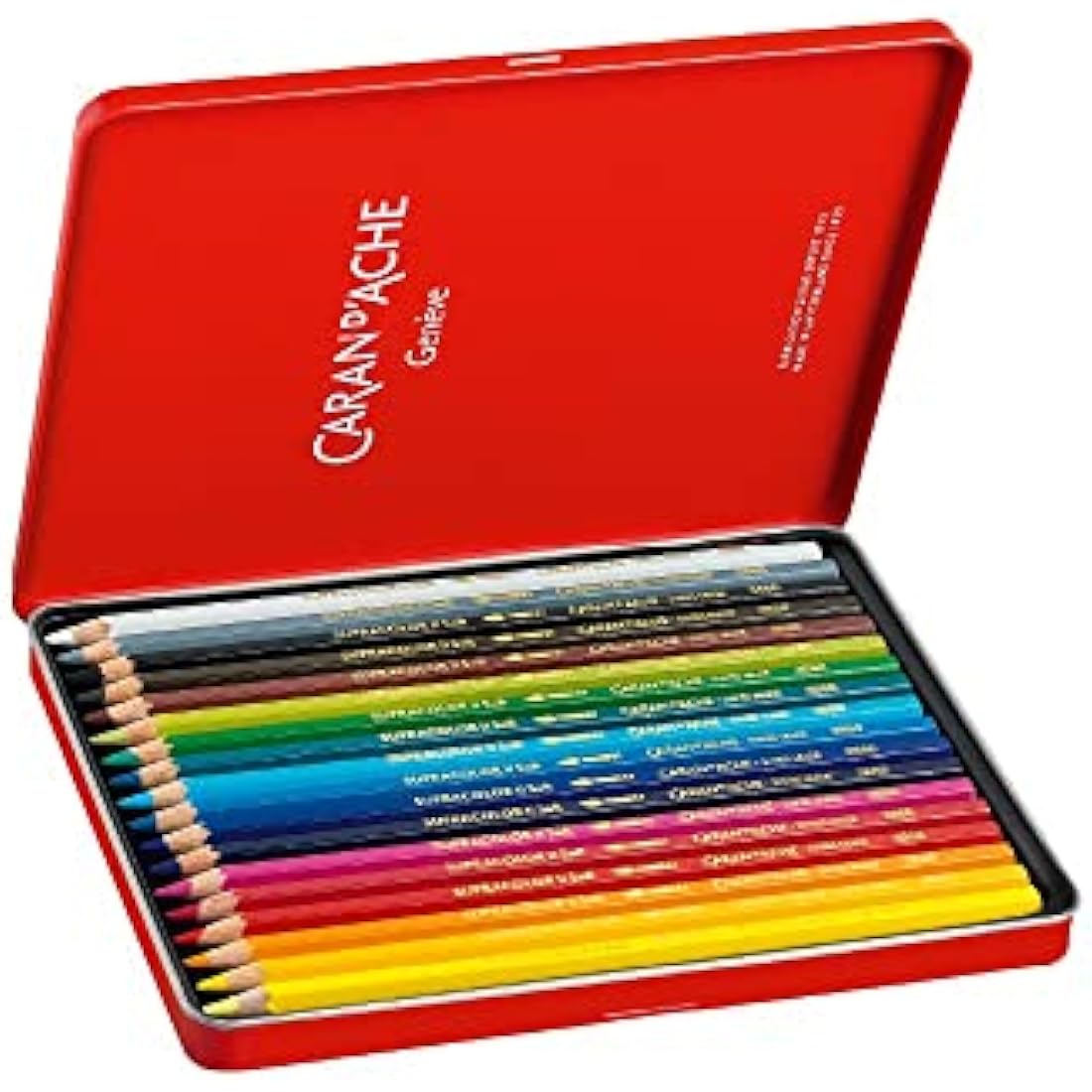 Caran Dache Metal tin with 18 assorted colours