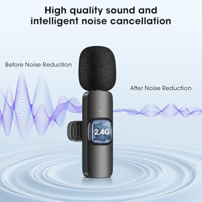 HMKCH Wireless Lavalier Microphone for iPhone - iPad, Android Phone,Computer, Mini Lapel Mic with Noise Reduction and crystal sound for Video Recording, Vlogging, TikTok, YouTube