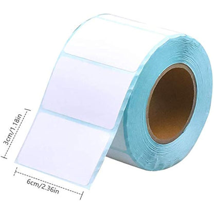 MELODYING 800 Self Adhesive Label Sticker Address Labels Blank Roll 60mm x 30mm Office Kitchen White Food Labels for Catering Food Jars Sticky Stickers for Office Kitchen Printer