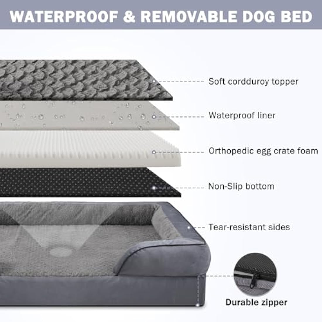 JOEJOY Medium Dog Bed, Orthopedic Memory Foam Dog Beds, Washable Pet Bed, Fits up to 30lbs, Good for Yorkshire, Chihuahua, Jack Russell Terrier, Bomei，Cat
