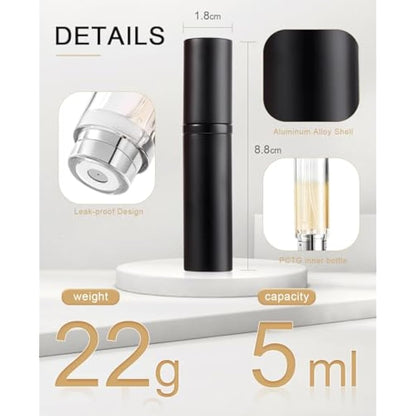 BRARIOS Perfume Atomiser Refillable, Travel Size Portable Atomiser Spray,Mini Empty Perfume Bottle,Leak Proof Cologne Dispenser for Women and Men,5ml(Z-Gold)