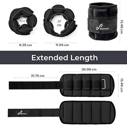 Sportneer Ankle Weights Adjustable Ankle Weights Set Wrist Strap 0.45kg - 2.25kg Each Ankle, 0.9kg - 4.5kg a Pair