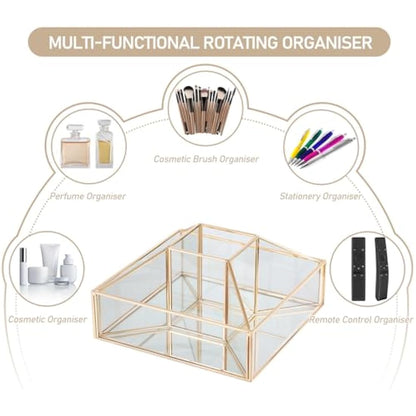 SLHEQING 360° drehbarer Make-up-Organizer, Glas Beauty Organizer, Schmink Aufbewahrung für Dresser Schlafzimmer Badezimmer