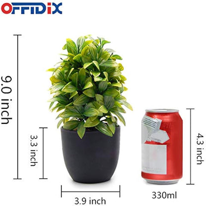 OFFIDIX Mini Plastic Eucalyptus Artificial Plants with Vase for Office desk, home and friends’ gift Fake Plant with Plastic Pots for Home Decoration (Green)