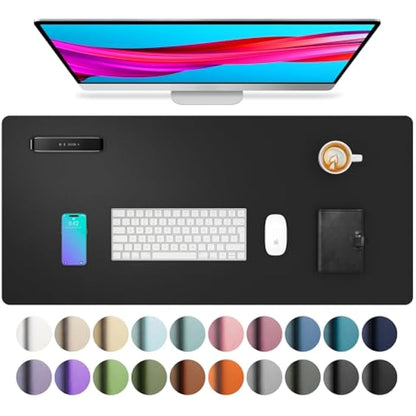 Leather Desk Pad Protector,Mouse Mat,Office Desk Mat,Non-Slip PU Leather Desk Blotter,Laptop Desk Pad,Waterproof Desk Writing Pad for Office and Home (80cm x 40cm, Black)