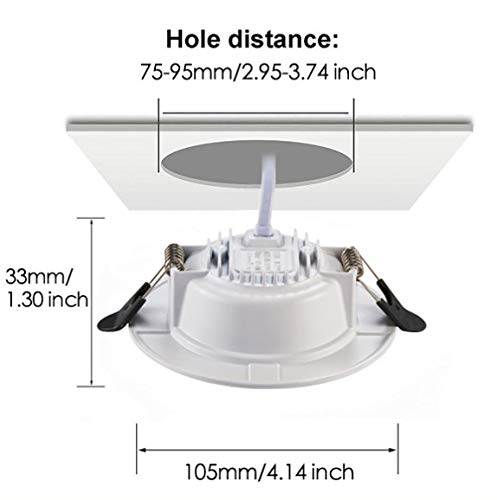 Tofisr LED recessed Ceiling Light, 7W Downlights 700LM Natural White Light 4500K, Round Aluminum Metal Spotlights 230V, Cut 75-95mm, for Living Room