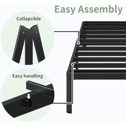 Lutown-Teen High Small Double Bed Frame 4ft with Rounded Corner Legs, Heavy Duty Metal Bed Frame Small Double, Small Double Beds 46 cm High, Noise Free, Easy Assembly