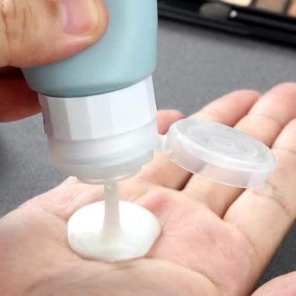 Gemice Silicone Travel Bottle, 4 Pack Portable Travel Containers Set LeakProof Refillable Squeezable for Lotion Liquid Shampoos, Soap and Toiletries (90ml)