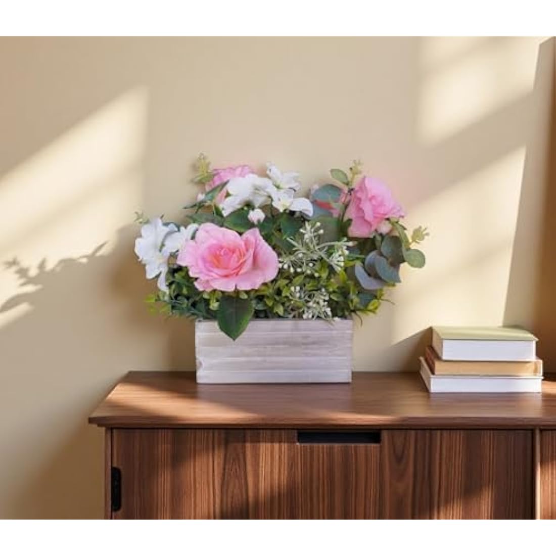 Mr.Bom Artificial Flowers Plants Fake Pink Roses Hydrangeas Floral Arrangements in Pots for Home Wedding Table Centerpieces Indoor Outdoor Decoration