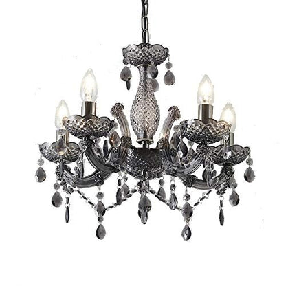 T&S 5 Light Chandelier,5 Lamp Pendant ,Chrome,Smoked.Acrylic Bedroom Living Room Ceiling Light  (Chrome) (Smoked)