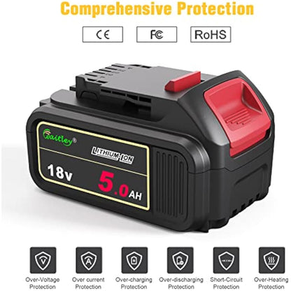 Waitley 18V 5.0A DCB184 Replacement Battery Compatible with Dewalt 18V Series Cordless Power Tools…