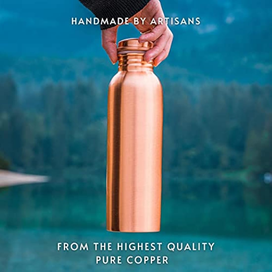 Kosdeg Copper Water Bottle 1 Liter / 34 Oz Extra Large - An Ayurvedic Pure Copper Vessel - Drink More Water, Lower Your Sugar Intake And Enjoy The Health Benefits Immediately