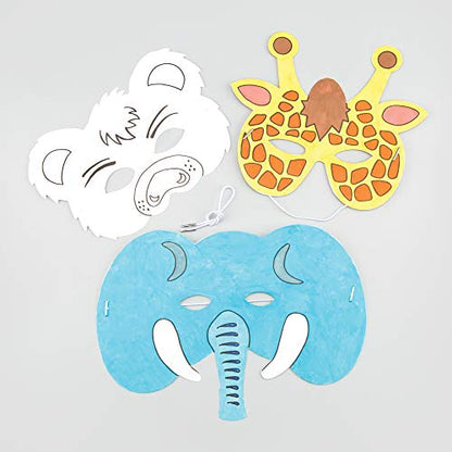 Baker Ross E453 Animal Colour-In Masks (Pack of 8), White, 1.0 cm*32.5 cm*20.0 cm