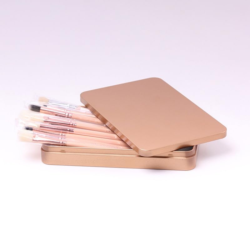 Vokenforu 1 Piece Rectangular Tin Boxes with Lids,Gold Metal Empty Tins Containers For Pencil Case Small Items Organizer-17 * 9 * 1.5cm