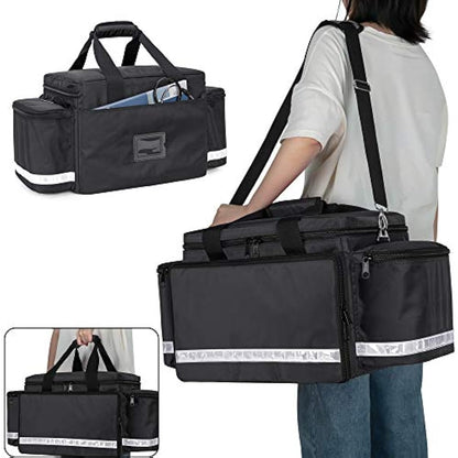 Trunab Emergency Responder Trauma Bag Empty, Professional Large First Aid Bag Medical Bag with Inner Dividers and Non-Scratch Bottom, Ideal for EMT, EMS, Paramedics, Black, Empty-Patented Design