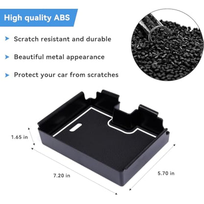 Black Armrest Storage Box Plastic Car Phone Organizer Holder Tray With Non-Slip Mat Compatible With Range Rover Evoque 2012-2018 Car Accessory