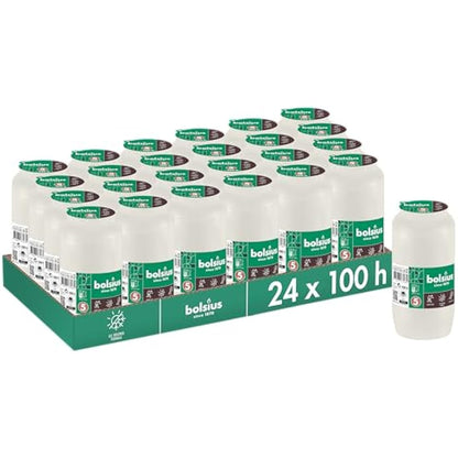 Bolsius Grave Light - White - 24-Pack - Long Burning Time 4 Days - Funeral Candle & Memorial Candles - Clean Burning - Without Palm Oil