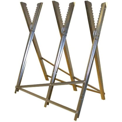 RocwooD Saw Horse Sawhorse Heavy Duty Metal Steel Foldable Adjustable Chainsaw Cutting Log Wood Stand Trestle Workmate Logging Sawing Forestry Workshop