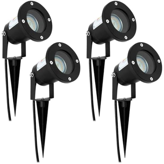 Wondlumi 4X Garden Spike Lights, Upgraded GU10 Spot Light Mains Powered 240V Landscape Spotlights IP65 Waterproof Outdoor Garden Uplights for Pathway Yard Patio, No Bulbs