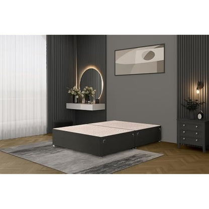 Bed Centre Bliss Grey Linen Divan Base with Optional Drawers and Headboard (3FT Single, 2 Drawers Same Side No Headboard)