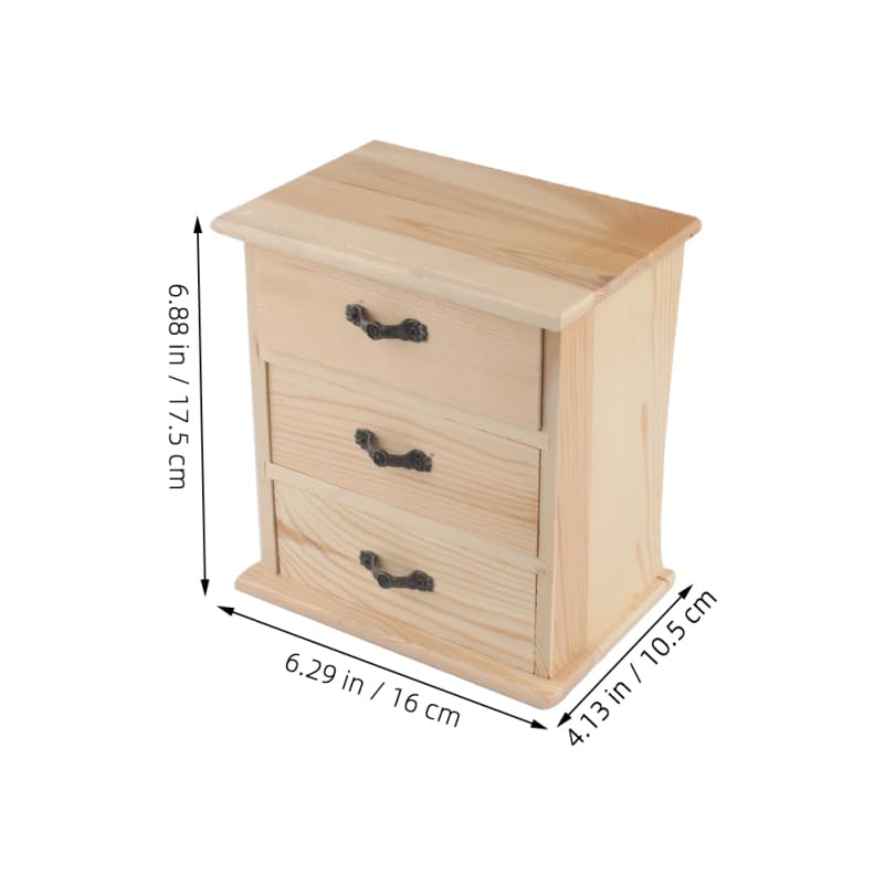 NUOBESTY 2pcs Wooden Cabinets with 3-tier Drawers Desk Storage Boxes for Office Home Jewelry Makeup Organization
