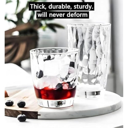 15 Oz Unbreakable Tritan Drinking Glasses Shatterproof Acrylic Glasses Drinkware BPA Free Hard Plastic Cups Reusable Kitchen Water Glasses Drinking Set of 6 (Clear)