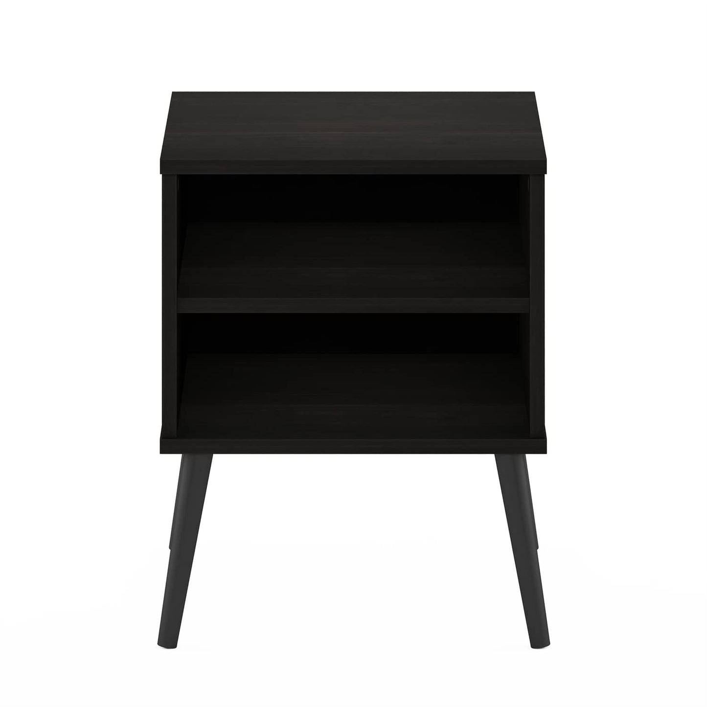 Furinno CLAUDE Night Stand, 2-Tier Modern Mid-Century Nightstand with Wooden Legs, Open Shelf Bedside Table, End Table, Side Table, for Bedroom