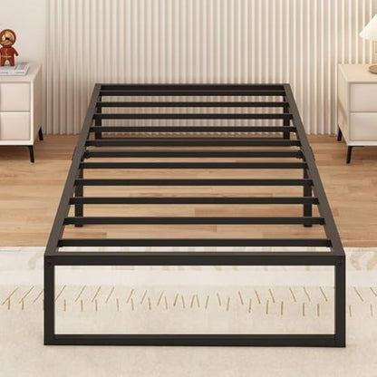 Yicensen Single Bed Frame 90x190 cm, Metal Bed Frame Single with Steel Slat Support, Easy Assembly, Noise Free, No Box Spring Needed, 30cm High, Black