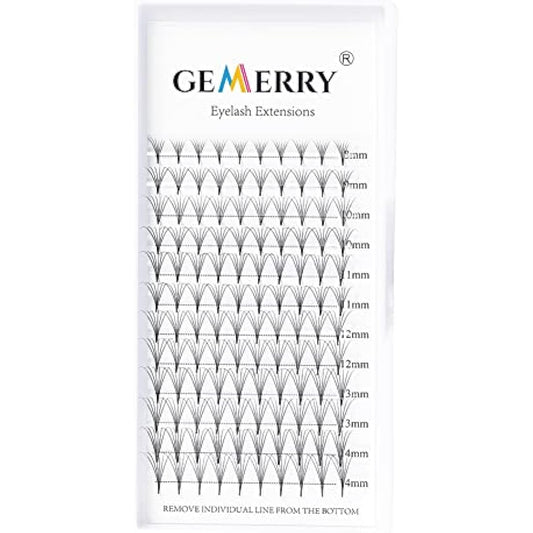 Pre Made Fan Eyelash Extensions 6D Fans 0.07mm D Curl 8-14mm Mix 6D Cluster Eyelash Extension Premade Fans Volume Russian Individual Lashes Cluster Gemerry Fan Lash Extensions(0.07-6D-D curl-Mix)