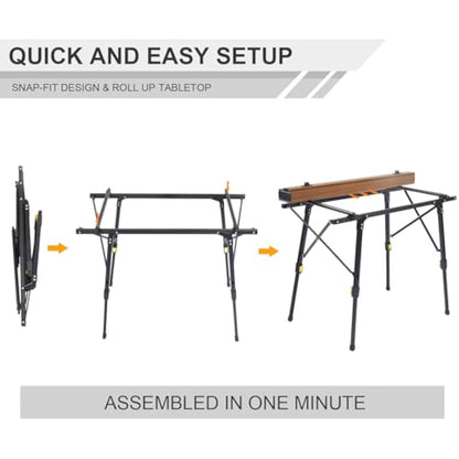 Portal Camping Tables That Fold up 90×53cm Picnic Table Folding Portable with Height Adjustable Legs Collapsible 3ft Aluminium Rollup Outdoor Lightweight Foldable for Beach Fishing Garden BBQ