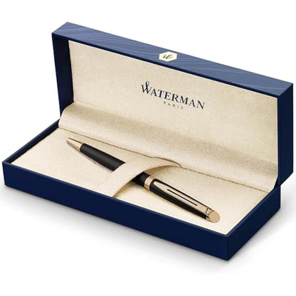 Waterman Hémisphère Ballpoint Pen | Matte Black with 23k Gold Trim | Medium Point | Blue Ink | Gift Box