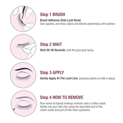 i•ENVY Super Strong Hold Eyelash Adhesive, Waterproof, 48-Hour Long-Lasting Lash Glue, Latex-Free, Hypoallergenic, Quick-Drying with Brush-On Applicator for Strip Lashes (Clear, 1 Pack)